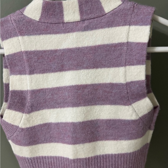 For Love and Lemons Striped Purple and White Knit Crop Top - Picture 4 of 5